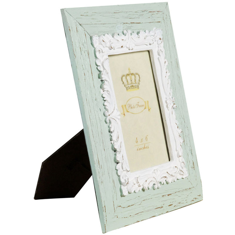 Set 2 Vertical/horizontal resin made antiqued green finish sized free-standing photo holder