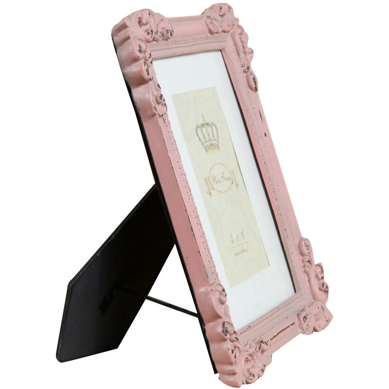 Biscottini - Set 2 Vertical / horizontal resin made antiqued pink finish W20xDP2,5xH25 cm sized free-standing photo holder