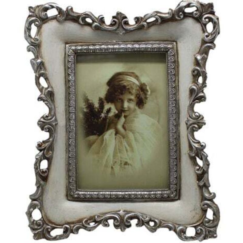 Biscottini - Set 2 Vertical / horizontal silver finish and antique white finish W19,5xDP3xH24 cm sized free-standing photo holder