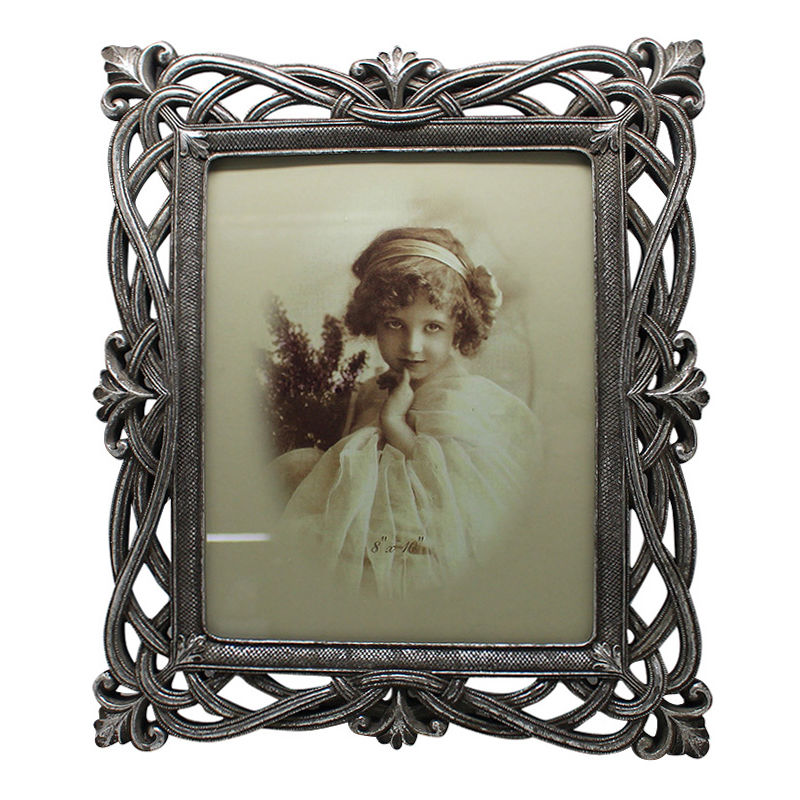 Vertical / horizontal W31xDP2xH36 cm sized antiqued silver finish free-standing photo holder