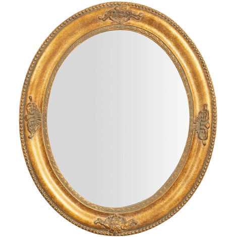 Gold oval mirror