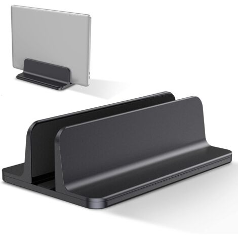 Vertical Laptop Stand, Aluminum Laptop Holder, Adjustable Desk Laptop Stand, Black