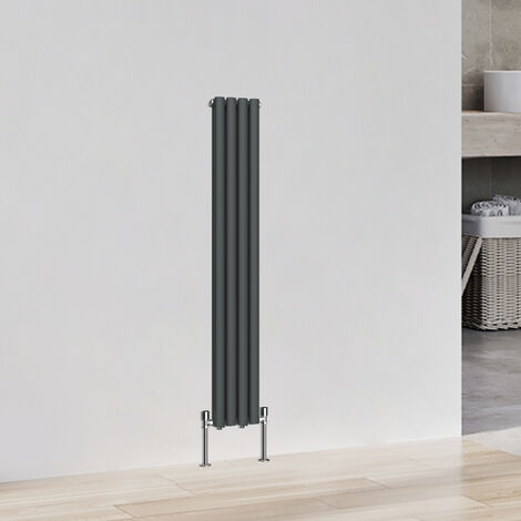 Vertical Tall Upright Oval Column Designer Radiator Central Heating Rads Double 1600x236mm Anthracite