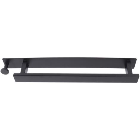 Vertical Towel Bar 304 Stainless Steel Wall Mounted Black with Hooks Bath Towel Storage Rack