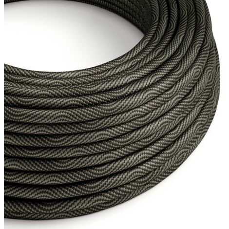 Vertigo Black and Grey Optical Fabric Wire - The Original Creative Cables, pour des lampes personnalisées - ERM67 - 1 mètre