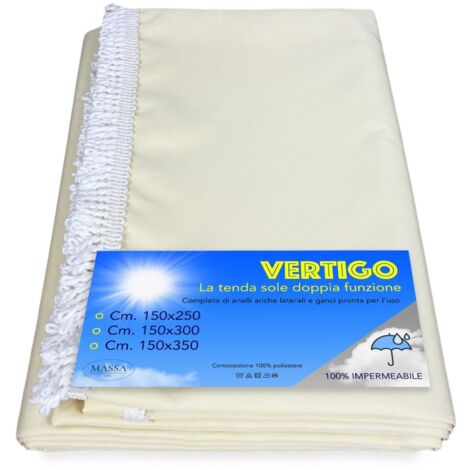 VERTIGO EXTÉRIEUR SUN CURTAIN GARDEN BALCON CRÈME UNITED imperméable à l'eau et hydrofuge Cm. 150 x 250