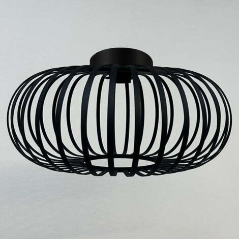 Vertigo Plafonnier Bamyum Cage Lampe Noir Moderne en Métal – Lustre Vintage E27 Ø40 cm Pour Salon, Chambre ou Salle à Manger