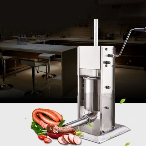Vertikale Wurstwickelmaschine aus Edelstahl, 3 l, 2 Geschwindigkeiten, manuelle Wurstwickelmaschine mit 4 Füllrohren