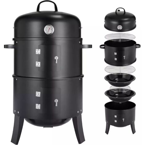 Vertikaler Räuchergrill, Holzraucher, Holzkohlegrill, Räucherfass