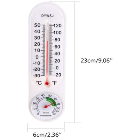 Vertikales Thermometer-Hygrometer für den Innenbereich – Wandmontage – Temperatur und Luftfeuchtigkeit – Weißer Kunststoff, 23 x 6 cm
