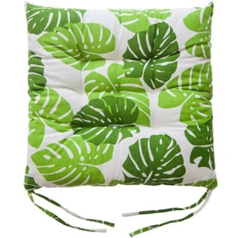 (Vert)Lot de 2 coussins de chaise de salle à manger, de jardin, de cuisine avec attaches