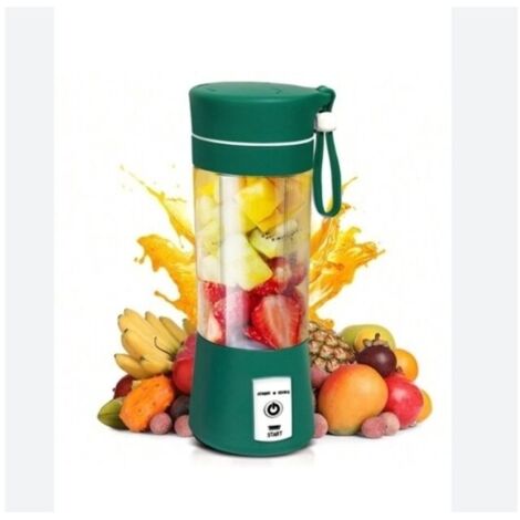(vert)Presse-agrumes électrique portable 380 ml, mini extracteur de jus automatique pour milkshakes, smoothies et boissons, 6 lames