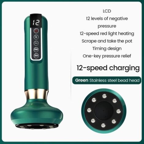 (Vert)Ventouses électriques - Vert - Rechargeable - 12 vitesses - Anti-cellulite - Massage infrarouge