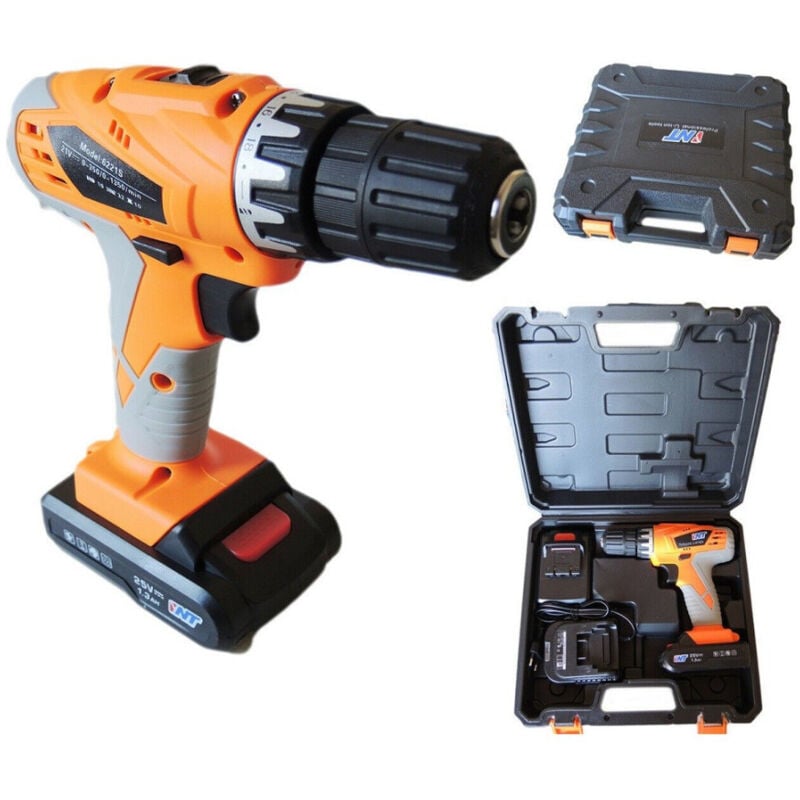Image of Trade Shop - trapano avvitatore mit double batteria zu litio 25V 1.3AH mit valigia 6221S -