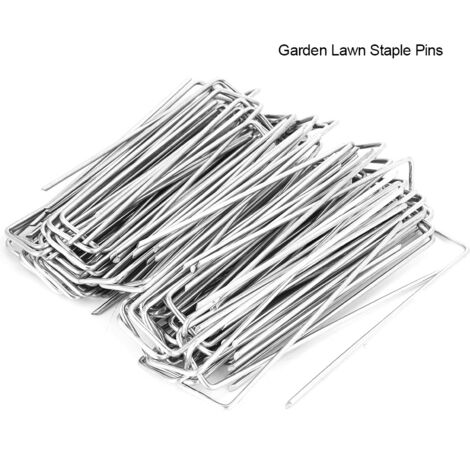Verzinkte Edelstahl-Gartenpfähle, 100er-Packung, Befestigung für Unkraut- und Erosionsschutzgewebe, Größe 15,2 x 3,5 cm