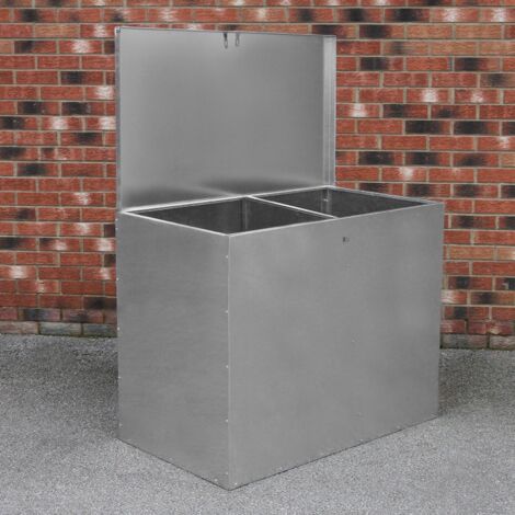 Verzinkter Futterbehälter 2 Fächer 64 L Futtertonne Futteraufbewahrung Futterbox