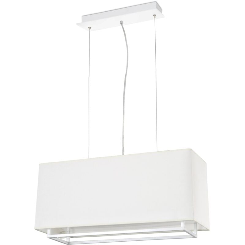 Faro Barcelona - Faro Vesper-1 - Barra colgante de techo con 2 luces, blanco, beige, marco rectangular, E27