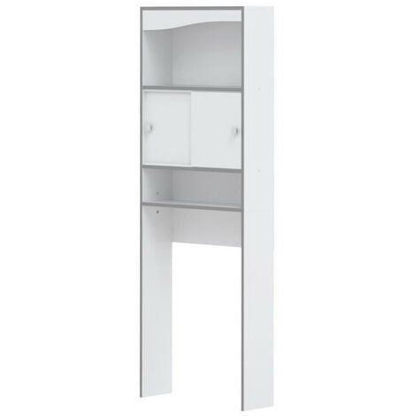 VESSA Meuble WC ou machine a laver L 64 cm - Blanc gris