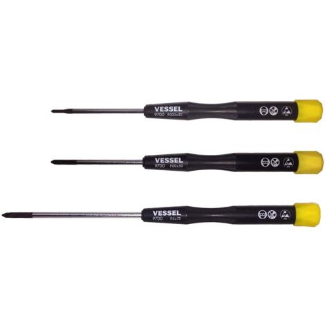 VESSEL Cacciavite di precisione ESD (antistatico) Phillips, set di 3 pezzi