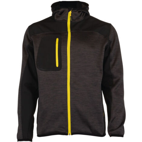 Veste bi-matiere softshell double polaire et polyester OUTIBAT - Bora gris anthracite et zip jaune - Mixte