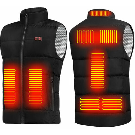 Veste Chauffante Homme Femme Gilet Chauffant Électrique Chargement USB avec 9 Zones de Chaleur 3 Modes de Chauffe Vêtement de Chauffage Hiver pour Moto Chasse Randonnée Ski-M