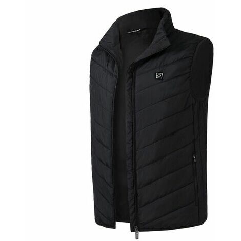 Veste Chauffante Homme Femme Gilet Chauffant Homme lectrique Chargement USB avec 2 Zones de Chaleur 3 Modes de Chauffe Vtement de Chauffage Hiver pour Moto Chasse Randonne-noir,L
