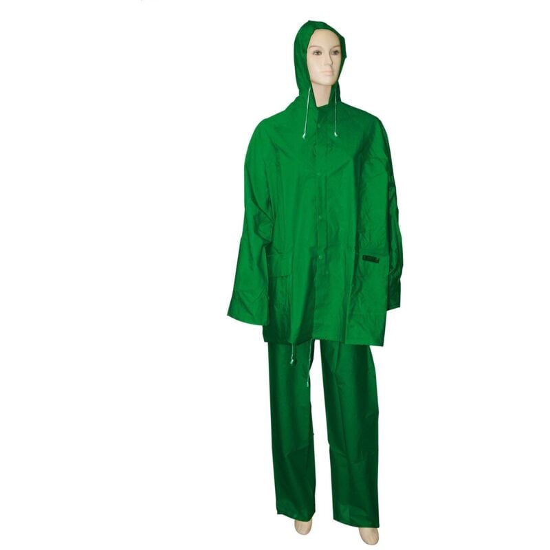 Combinaison Imperméable En Pvc Veste Et Pantalon Vert Brixo - Taille L