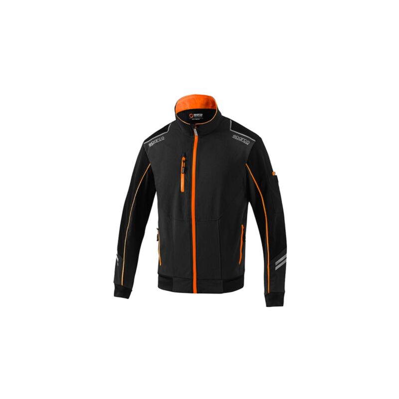 Veste coupe-vent le'ge're Sparco tech taille Austin. l noir/orange fluo avec inserts de renfort et bandes re'fle'chissantes zip e'tanche Nero +