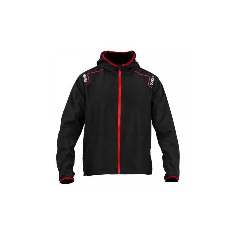 Veste coupe-vent Sparco New Windstopper Wilson avec capuche le'ge're Taille. xl noir en tissu de'perlant 100 g/m2 zips enduits avec tirettes
