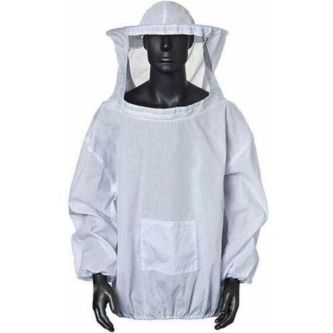 Veste d'apiculteur Veste d'apiculteur avec chapeau Vêtements d'apiculteur professionnel Apiculteur Apiculteur professionnel Chapeau de protection contre les abeilles (Blanc)--