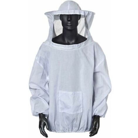 Veste d'apiculteur Veste d'apiculteur avec chapeau Vêtements d'apiculteur professionnel Apiculteur Apiculteur professionnel Chapeau de protection contre les abeilles (Blanc)--