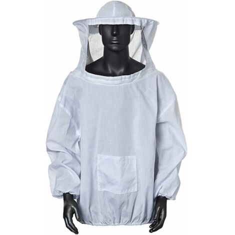 Veste d'apiculteur Veste d'apiculteur avec chapeau Vêtements d'apiculteur professionnel Apiculteur Apiculteur professionnel Chapeau de protection contre les abeilles (Blanc)--