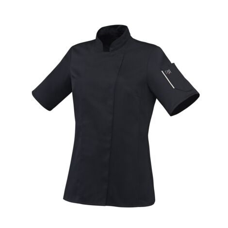 Veste de cuisine femme manches courtes Robur Unera polycoton Noir XL