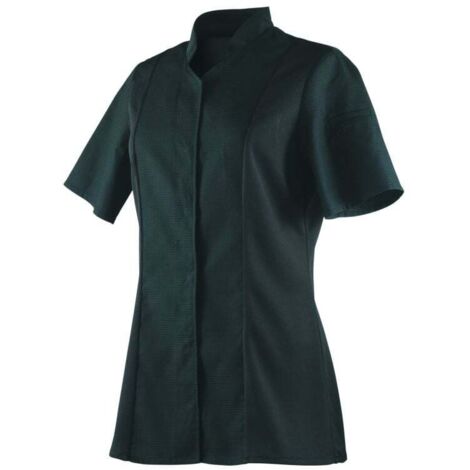 Veste de cuisine femme respirante col éponge manches courtes Robur Abella Noir XL
