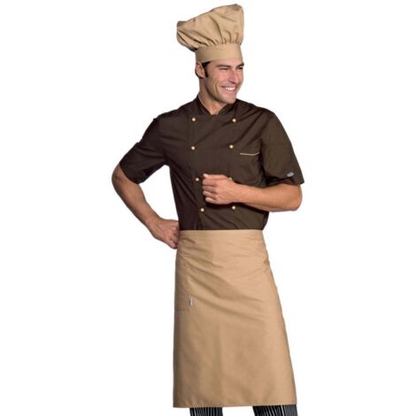 Veste de cuisine marron contrastée Isacco manches courtes Alicante Extra Light Marron S