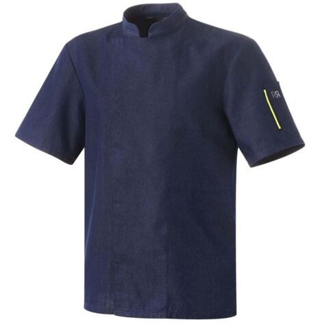 Veste de cuisine mixte manches courtes Robur Nero Bleu Jean L