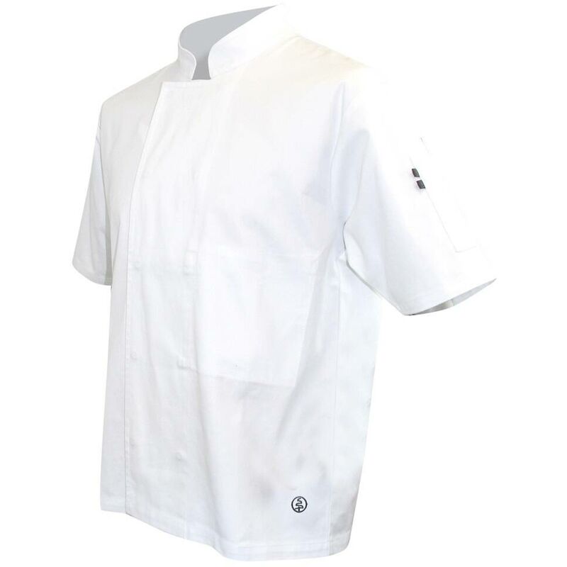 Veste de cuisine manches courtes LMA Merlu 100% coton Blanc M