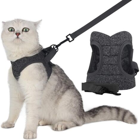 Veste de marche ajustable pour chat avec ceinture rétractable (M, gris)