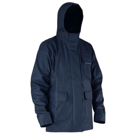 Veste de pluie avec capuche en semi PU imperméable - ORAGE - Marine