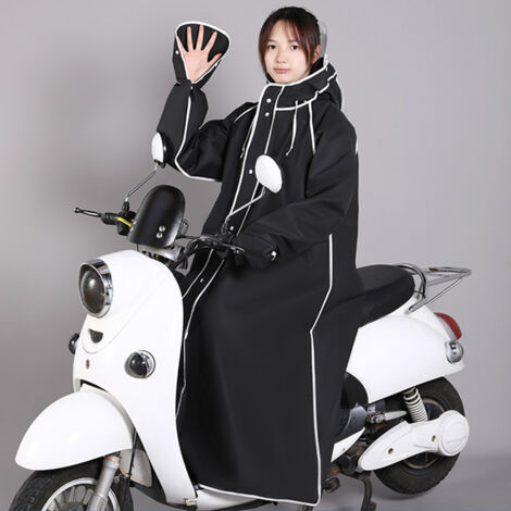 Veste de pluie imperméable pour adultes, idéale pour randonnée et cyclisme, avec double visière et fermeture étanche, taille XL 155-160cm, noir.