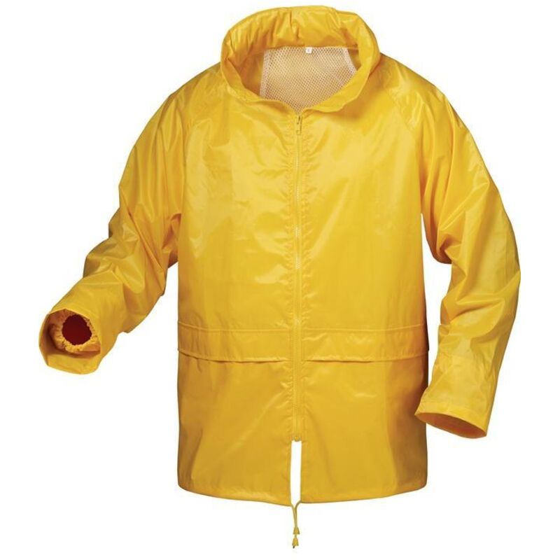 Veste de pluie Herning taille L – 100 % polyester avec revêtement en PVC – Capuche intégrée – Ourlet de manchette pare-vent – Craftland
