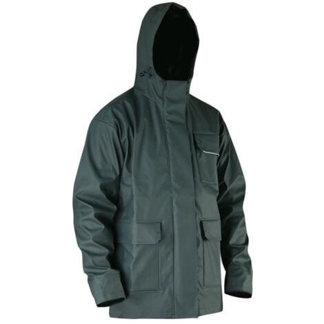 Veste de pluie avec capuche en semi PU imperméable EN343 EN13688 - ORAGE - Kaki