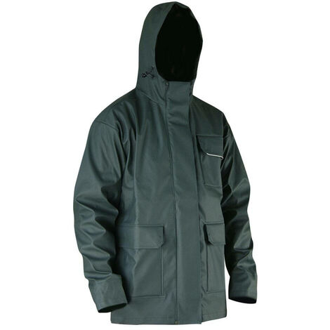 Veste de pluie avec capuche en semi PU imperméable EN343 EN13688 - ORAGE - Kaki