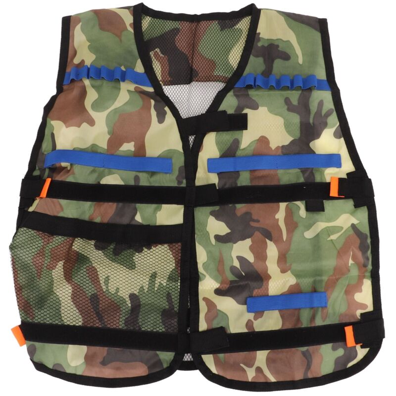 Veste de rangement ajustable pour jeu de balles d'eau, gilet à clips pour enfants, couleur camouflage vert.
