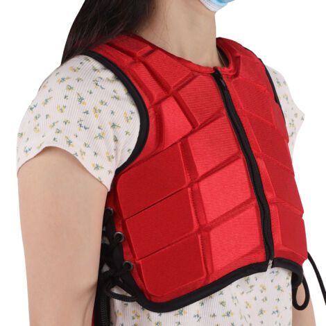Veste de Sécurité Équestre Enfant avec Protection en Mousse - Équipement d'Équitation - Rouge
