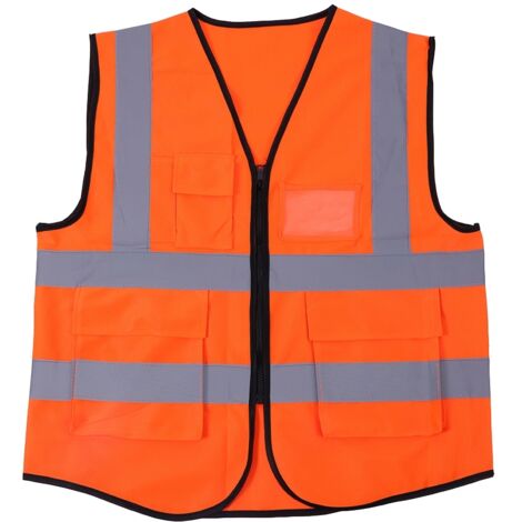 Veste de sécurité fluorescente orange à bandes réfléchissantes pour haute visibilité