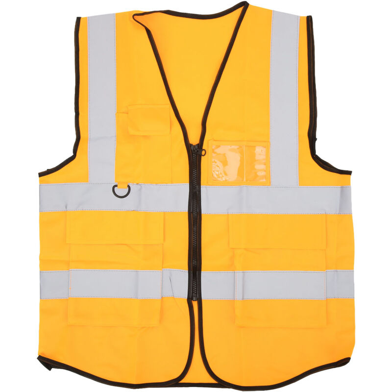 Veste de sécurité haute visibilité imperméable avec fermeture éclair et poches multiples pour travailleurs, jaune.