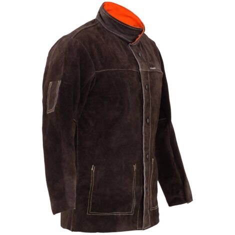 Veste De Survêtement Stamos 'Xxl' Veste De Soudeur En Peau De Vache Véritable - Vert kaki foncé, Orange fluo