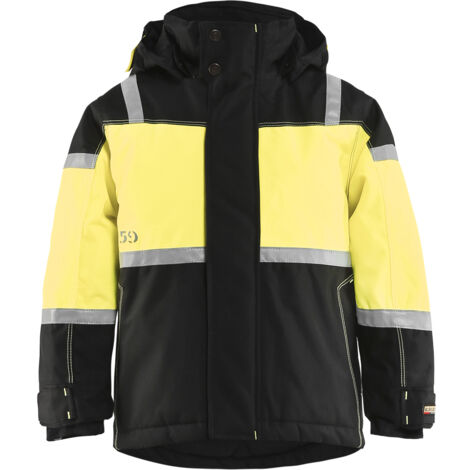 Veste de travail à capuche hiver enfant 4858 - Noir/Jaune fluo 164cm