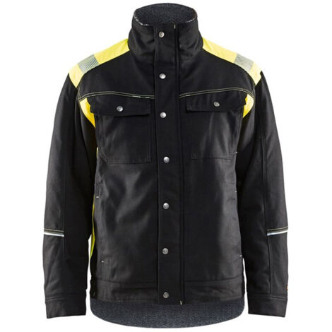 Veste de travail artisan doublée détails fluo 4915 - Noir/Jaune fluo XL